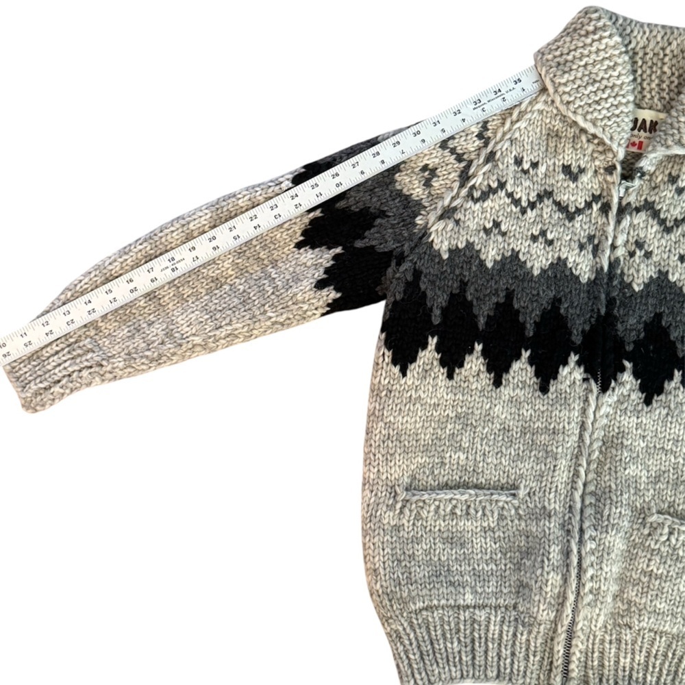 Tuak Cowichan Gray and Black 100% Wool Sweater - Picture 9 of 9